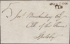 136174 1818 MAIL BOSTON, LINCS TO SPILSBY WITH 'BOSTON/119' MILEAGE MARK (LI117-124).