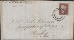 136180 1855 MAIL NEILSTON, GLASGOW TO PAISLEY WITH 1D PL.195 (SG17) 'NEILSTON' SCOTS LOCAL TYPE XX.