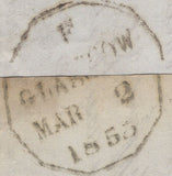 136180 1855 MAIL NEILSTON, GLASGOW TO PAISLEY WITH 1D PL.195 (SG17) 'NEILSTON' SCOTS LOCAL TYPE XX.