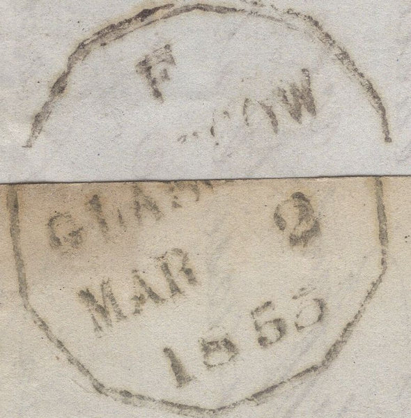 136180 1855 MAIL NEILSTON, GLASGOW TO PAISLEY WITH 1D PL.195 (SG17) 'NEILSTON' SCOTS LOCAL TYPE XX.