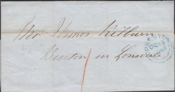136192 1847 MAIL PRESTON TO BURTON IN LONSDALE WITH 'LANCASTER/5' SKELETON DATE STAMP (LA644).