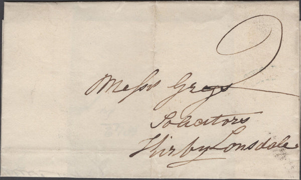 136193 1842 MAIL BENTHAM, NORTH YORKS TO KIRBY LONSDALE WITH 'BENTHAM' UDC (YK283).