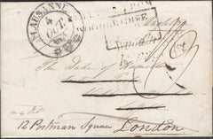 136196 1837 MAIL LAUSANNE TO SUFFOLK, RE-DIRECTED TO LONDON.