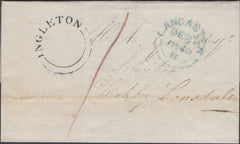 136197 1849 MAIL INGLETON, NORTH YORKS TO KIRKBY LONSDALE WITH 'INGLETON' UDC (YK1645).