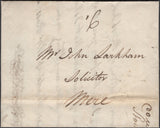 136198 1822 MAIL CASTLE CARY, SOMERSET TO MERE WITH 'CASTLE CARY' STRAIGHT LINE HAND STAMP IN BLACK (SO323).