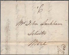 136198 1822 MAIL CASTLE CARY, SOMERSET TO MERE WITH 'CASTLE CARY' STRAIGHT LINE HAND STAMP IN BLACK (SO323).