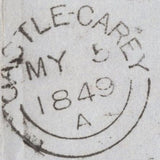136207 1852 MAIL CASTLE CARY TO MERE WITH 'CASTLE-CAREY' DATE STAMP.