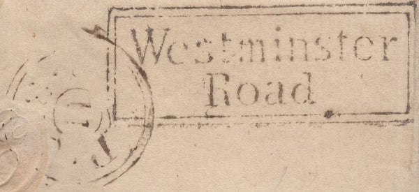 136218 1816 MAIL GREENWICH TO BURY ST EDMUNDS WITH BOXED 'Westminster/Road' RECEIVERS HAND STAMP (L86/WESTR1).