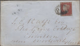 136264 1854 MAIL NEW ROMNEY TO WOOLWICH WITH 1D PL.172 (SG8)(AI) MISSING IMPRIMATUR LETTERING.