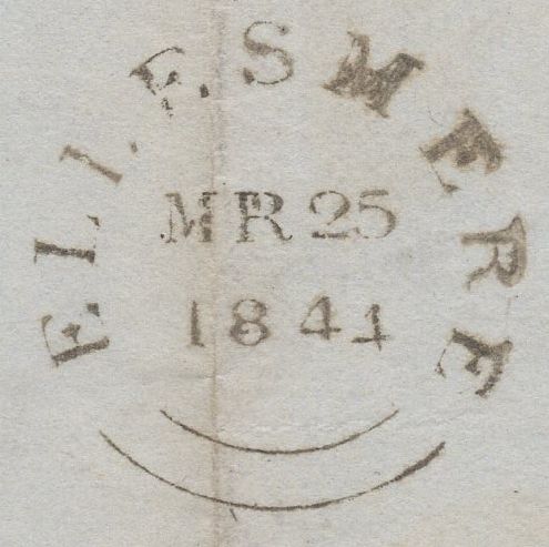 136423 1844 LETTER ELLESMERE, SHROPSHIRE TO SHREWSBURY WITH 1D PL.40 (SG8)(TH) MALTESE CROSS CANCELLATION.