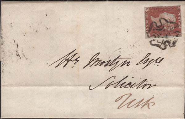 136429 1844 MAIL MONMOUTH TO USK WITH 1D PL.36 (SG8)(NE), MONMOUTH MALTESE CROSS.