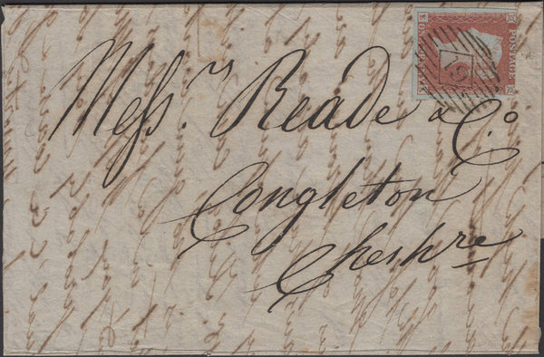 136439 1851 LETTER WITH 'PRICES CURRENT' ON REVERSE FROM TURIN TO CONGLETON WITH 1D PL.112 (SG8) AFFIXED IN LONDON.