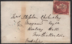 136445 TWO 1858 ENVELOPES WITH 'Harrow' STRAIGHT LINE RECEIVERS HAND STAMP (Ll514) AND 'HARROW' UDC, 20MM.
