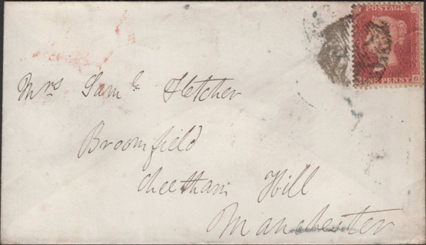 136445 TWO 1858 ENVELOPES WITH 'Harrow' STRAIGHT LINE RECEIVERS HAND STAMP (Ll514) AND 'HARROW' UDC, 20MM.