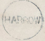 136445 TWO 1858 ENVELOPES WITH 'Harrow' STRAIGHT LINE RECEIVERS HAND STAMP (Ll514) AND 'HARROW' UDC, 20MM.