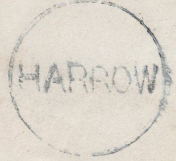 136445 TWO 1858 ENVELOPES WITH 'Harrow' STRAIGHT LINE RECEIVERS HAND STAMP (Ll514) AND 'HARROW' UDC, 20MM.