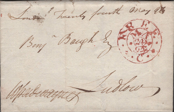 136510 1794 FREE MAIL LONDON TO LUDLOW WITH 'FREE/C' FRANKING DATE STAMP (L776c).