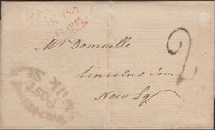 136513 1812 MAIL USED IN LONDON WITH 'Two Penny/POST/Milk St' RECEIVERS HAND STAMP (L499/MILK5).