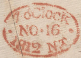 136513 1812 MAIL USED IN LONDON WITH 'Two Penny/POST/Milk St' RECEIVERS HAND STAMP (L499/MILK5).