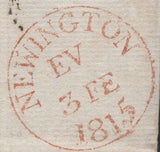 136515 1815 MAIL NEWINGTON TO HOLBORN WITH 'NEWINGTON/EV' COUNTRY SORTING OFFICE DATE STAMP.