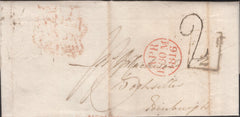 136517 1816 MAIL LUDGATE STREET TO EDINBURGH WITH 'PADDINGTON/EV' COUNTRY SORTING OFFICE DATE STAMP (L521) AND OTHER HAND STAMPS.