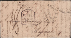 136519 1818 MAIL HULL TO COGNAC WITH 'ANGLETERRE' HAND STAMP.