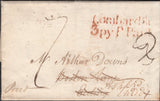 136522 1821 MAIL CONCERNING 'THAMES AND MEDWAY CANAL' USED IN LONDON WITH 'LombardSt/3py P Paid' HAND STAMP IN RED (L508/LOM13a).
