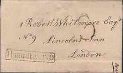 136523 1822 MAIL HAMPSTEAD TO LINCOLNS INN WITH 'HampfteadN.O' RECEIVERS HAND STAMP (L503/HAMPNO8).