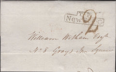 136525 1824 MAIL USED IN LONDON WITH 'T.P/New St C.G' RECEIVERS HAND STAMP (L504/NEWSCG6).