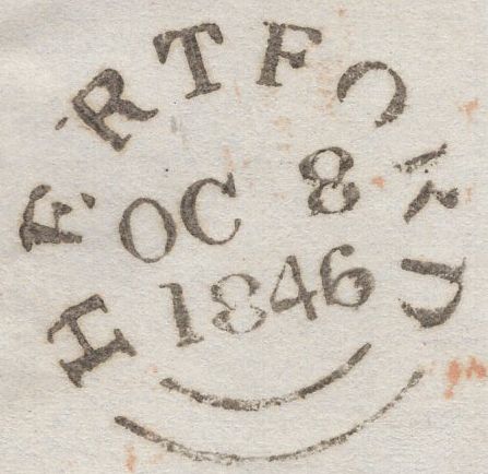 136565 1846 MAIL RAMSGATE TO HERTFORD WITH 'HARBOUR ST' RECEIVERS HAND STAMP.