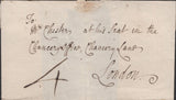 136567 CIRCA 1780-1783 MAIL HERTFORD TO LONDON WITH 'HERT/FORD' TWO LINE HAND STAMP (HE210).