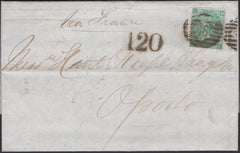 136578 1865 MAIL LONDON TO OPORTO WITH 1S GREEN PL.4 (SG101).