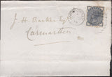 136588 1884 MAIL ABERGWILLY TO CARMARTHEN WITH ½D SLATE BLUE (SG187) 'ABERGWILLY' DATE STAMP AND 'E40' NUMERAL.