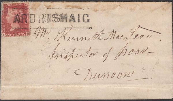 136600 1857 MAIL ARDRISHAIG (CO. ARGYLL) TO DUNOON WITH 'ARDRISHAIG' TYPE III SCOTS LOCAL CANCELLATION.