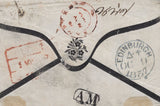 136607 1857 MOURNING ENVELOPE EDINBURGH TO BOMBAY WITH 1S PALE GREEN (SG73) WITH 'CHARLOTTE/PLACE' SCOTS LOCAL CANCELLATION TYPE XVIII.