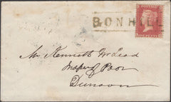 136610 1858 MAIL BONHILL (CO. DUMBARTON) TO DUNOON WITH 'BONHILL' SCOTS LOCAL CANCELLATION TYPE III.