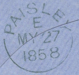 136612 1858 MAIL LINWOOD (CO. RENFREW) TO PAISLEY WITH 'LINWOOD' SCOTS LOCAL CANCELLATION TYPE VIII IN GREEN.