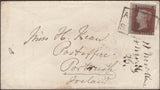 136614 1855 MAIL GLASGOW TO PORTRUSH, IRELAND WITH 'ARGYLE/STREET' SCOTS LOCAL CANCELLATION TYPE XVIII.