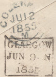 136614 1855 MAIL GLASGOW TO PORTRUSH, IRELAND WITH 'ARGYLE/STREET' SCOTS LOCAL CANCELLATION TYPE XVIII.