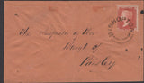 136615 1857 MAIL BISHOPTON USED LOCALLY IN PAISLEY WITH 'BISHOPTON' SCOTS LOCAL CANCELLATION TYPE XX IN BLACK.