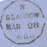 136616 1856 MAIL GLASGOW TO NEILSTON WITH 'PORTLAND/STREET' SCOTS LOCAL CANCELLATION TYPE II IN BLACK.
