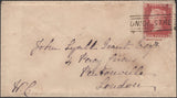 136617 1859 MAIL ABERDEEN TO LONDON WITH 'UNION STREET' SCOTS LOCAL CANCELLATION TYPE V IN BLACK.