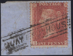 136622 CIRCA 1856 PIECE WITH 1D (SG29) 'QUAY RECG. HOUSE', ABERDEEN SCOTS LOCAL CANCELLATION TYPE V.