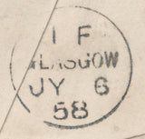 136627 1858 MAIL GLASGOW TO BOLTON WITH 'RENTON RENTON' SCOTS LOCAL CANCELLATION TYPE IV IN BLACK.