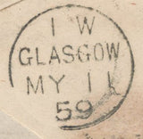 136628 1859 MAIL USED IN GLASGOW WITH 'OLD KILPATRICK' SCOTS LOCAL CANCELLATION TYPE VIII IN BLACK.