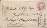 136642 1854 1D PINK ENVELOPE SALISBURY TO LONDON RE-DIRECTED TO MIDHURST WITH 'DONHEAD-ST-ANDREW' UDC (WILTS).