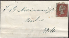 136644 1852 MOURNING ENVELOPE TO MARLBOROUGH WITH 'FROXFIELD' UDC, WILTS.