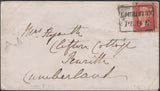 136656 1858 MAIL EDINBURGH TO PENRITH WITH 'LAURISTON/PLACE' SCOTS LOCAL CANCELLATION TYPE XIV IN BLACK.