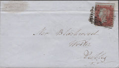 136661 1856? MAIL USED IN PEEBLES WITH 'INNERLEITHEN' TYPE D1 SCOTS LOCAL BACK STAMP.
