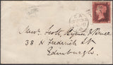 136665 1860 MAIL USED LOCALLY IN EDINBURGH WITH 'DUKE STREET' TYPE E2 SCOTS LOCAL BACK STAMP.